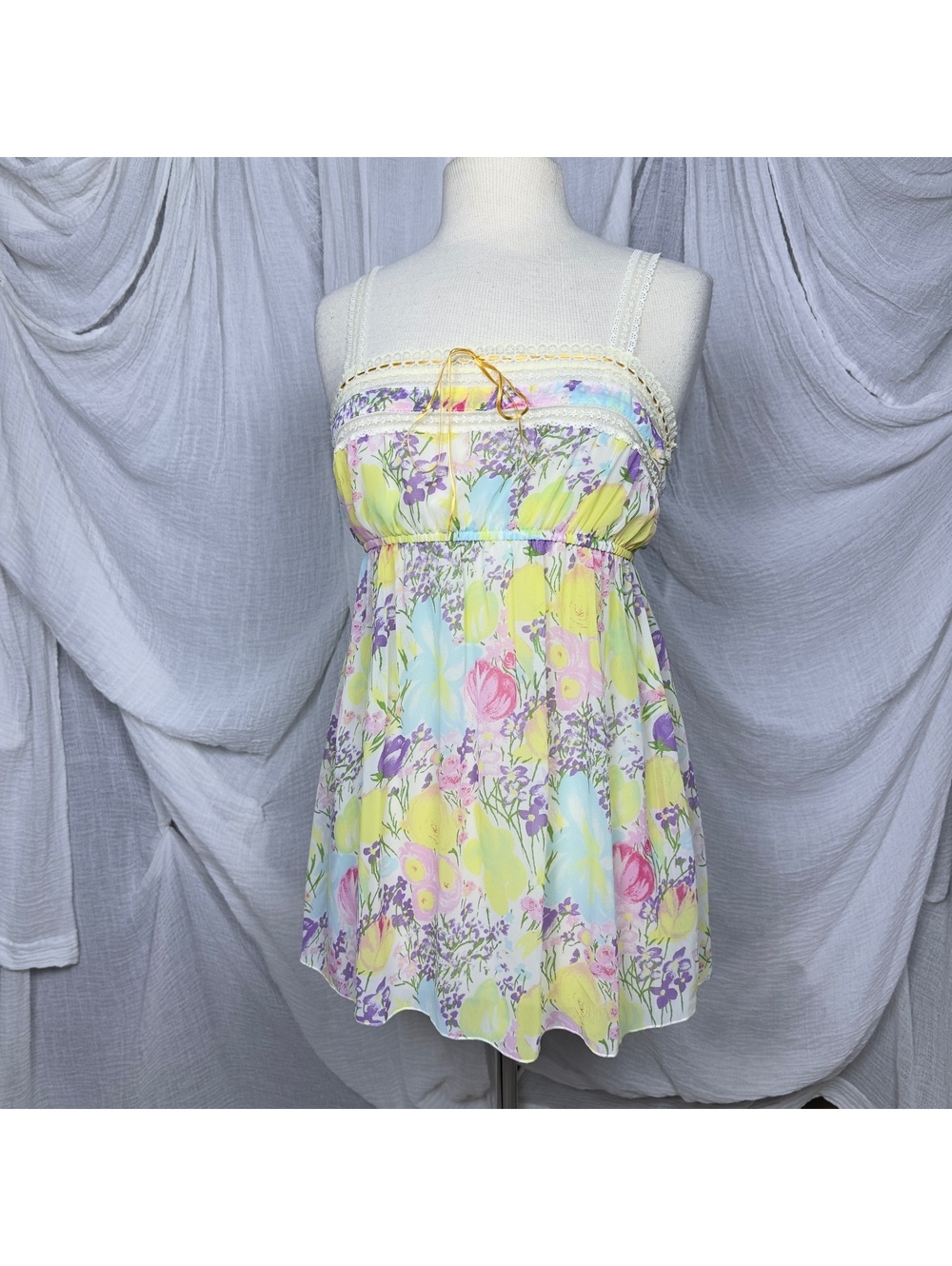 Y2k Fairy Floral Pastel Sheer Slip Dress